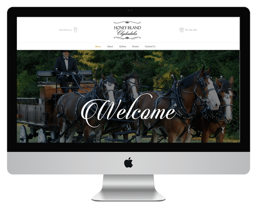 Honey Island Clydesdales Home Screen