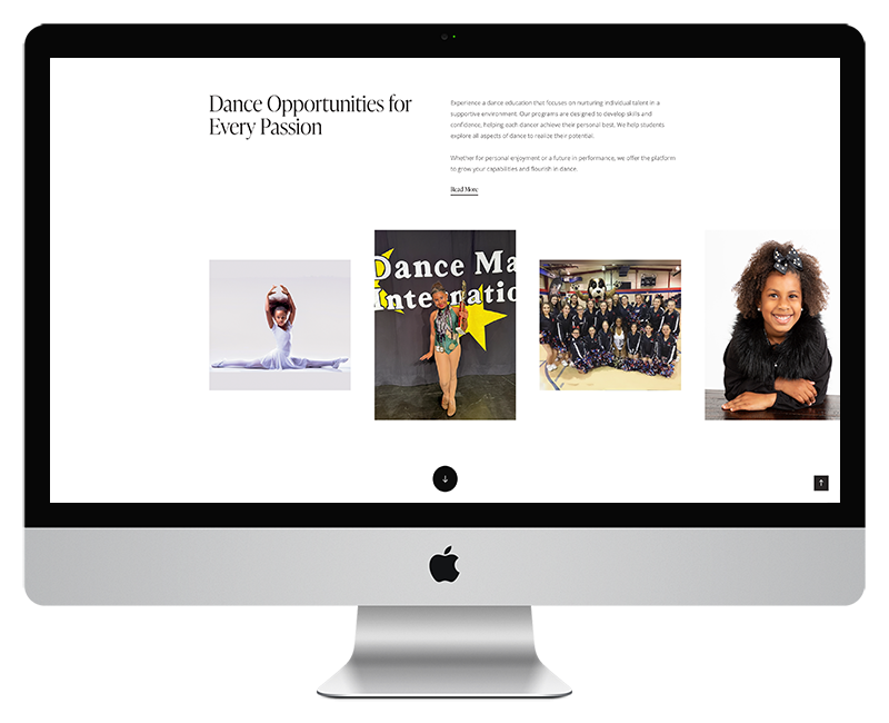 Amber Dance Academy Web Design Home page 2