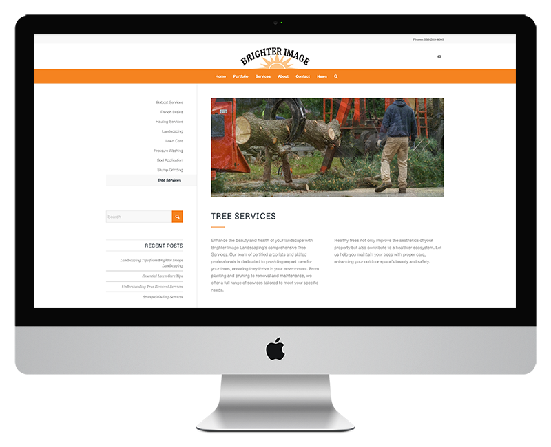 Brighter Images Landscape Web Design Tree Services Page