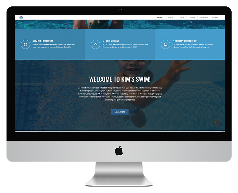 Kims Swim Lessons Web Design Home Page 3