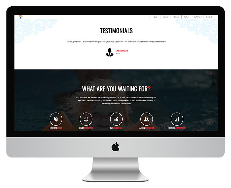 Kims Swim Lessons Web Design Home Page 6